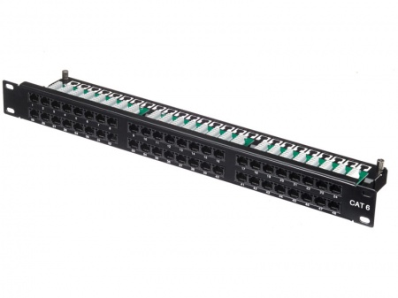 Патч-панель UTP, 19", 48 портов RJ45, cat.5е, 1U, Krone Type, компактная, "L"-0