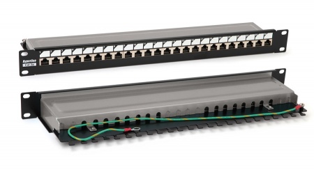 Патч-панель 19", 1U, 24 порта RJ-45 полн. экран., категория 6, Dual IDC, ROHS, цвет черный-2