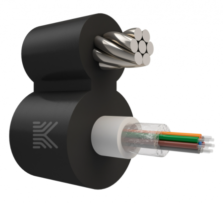 Кабель оптический с центр.трубкой и выносным сил.элем. из стальн. троса,8ОВ,SM 9/125,G657.A1,PE,3кН-0