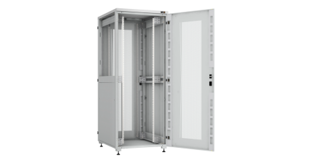 Напольный шкаф Lite 19",42U,перфор.двери,боковые цельномет.двухур.стенки,замки,800х2042х1000,RAL7035-2