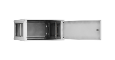 Настенный разборный шкаф Lite 19",6U,металл.дверь,600х303х600мм,2 пары монтажных направл,RAL 7035-1
