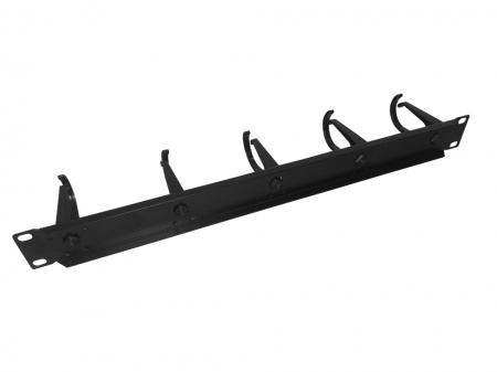 Кабельный органайзер 19", 1U, металлический, 5 пластиковых колец, черный "SB"-3