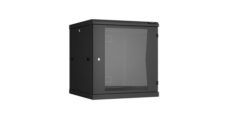 Настенный разборный шкаф Classic 19",12U,стекл.дверь,600х636х600мм,2 пары монтажных направл,RAL 9004-0