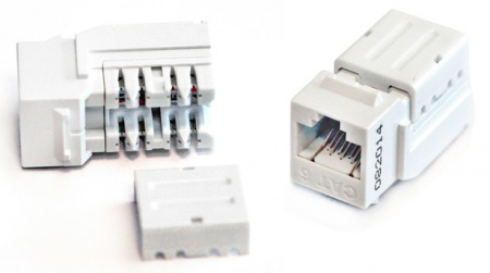 Вставка Keystone Jack RJ-45(8P8C), категория 6, 110 IDC, заделка с помощью NE-TOOL, белая-1