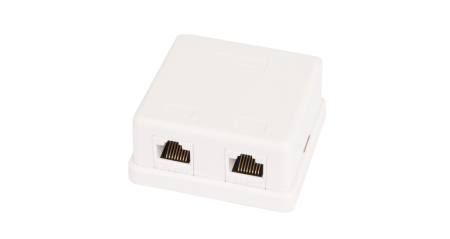 Настенная розетка NETLAN, 2 порта, Кат.5e, неэкранированная, белая.-0