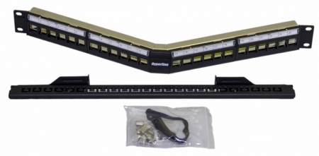 Модульная патч-панель 19",24 порта,угловая,1U,для UTP/FTP Keystone,со съемн.панелями,с задн.каб.орг.-0