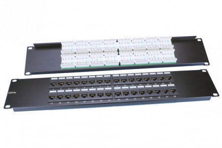 Патч-панель 19", 2U, 32 порта RJ-45, категория 5e, Dual IDC, ROHS, цвет черный-0