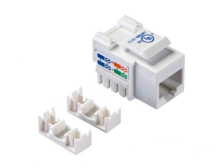 Модуль Keystone неэкранированный, RJ45, cat.5e, 90°, 110/Krone тип, универсальный, белый-0
