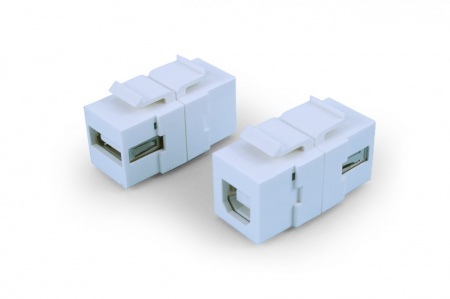 Вставка формата Keystone Jack с проходным адаптером USB 2.0 (Type A-B), ROHS, белая-0
