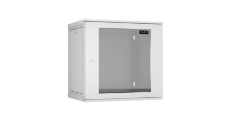 Настенный разборный шкаф Lite 19",12U,стекл.дверь,600х569х450мм,1 пара монтажных направл,RAL 7035-0