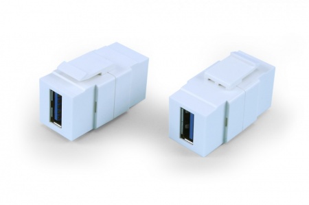 Вставка формата Keystone Jack с проходным адаптером USB 3.0 (Type A), ROHS, белая-0