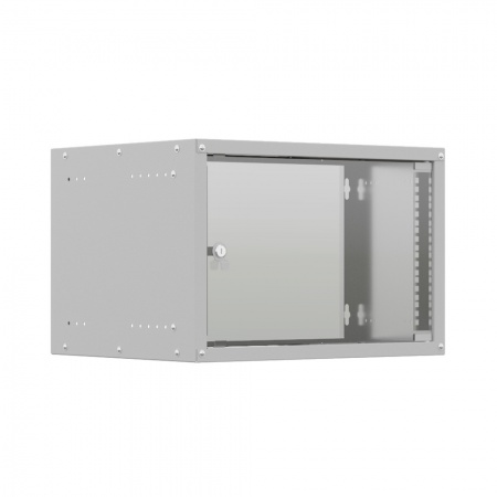 19'' Настенный шкаф NTSS LIME 6U 550×600×370 мм, стеклянная дверь, стенки не съемные, RAL 7035-0