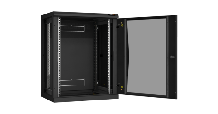 Настенный разборный шкаф Classic 19",15U,стекл.дверь,600х770х450мм,2 пары монтажных направл,RAL 9004-1