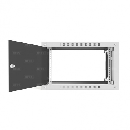 19'' Настенный шкаф NTSS СТАНДАРТ 6U 600×450×370 мм, стеклянная дверь, стенки съемные, RAL 7035-0