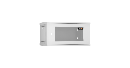 Настенный разборный шкаф Lite 19",6U,стекл.дверь,600х303х350мм,1 пара монтажных направл,RAL 7035-0