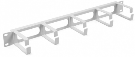 19" Горизонтальный кабельный органайзер NTSS, 1U с окошками, 5 колец глубиной 65 мм, металл, RAL7035-0