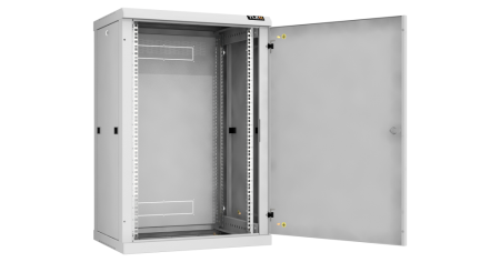 Настенный разборный шкаф Classic 19",18U,металл.дверь,600х904х450мм,2 пары монтажных направл,RAL7035-1