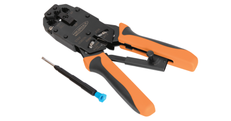 Инструмент NIKOMAX обжимной профессиональный, 3 гнезда (RJ45/8P8C, RJ12/6P6C, RJ11/6P4C, 4P4C, 4P2C)-0