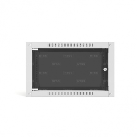 19'' Настенный шкаф NTSS СТАНДАРТ 9U 600×600×500 мм, стеклянная дверь, стенки съемные, RAL 7035-5