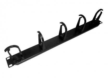 Кабельный органайзер 19", 1U, металлический, 5 пластиковых колец, черный "SB"-4