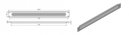 Фальшпанель в шкаф 19" 1U, перфорированная (RAL9005)-2
