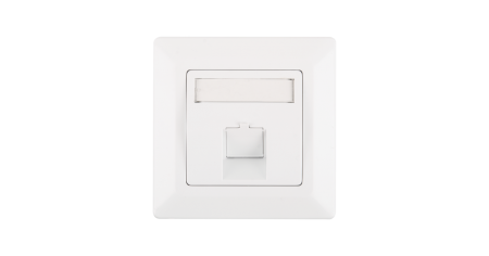 Лицевая панель со вставкой NIKOMAX,немецкий формат,80x80,1 порт,под Keystone,подрамник,шторка,наклон-0