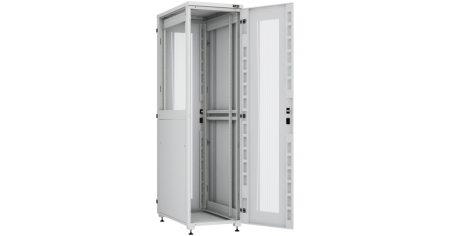 Напольный шкаф Lite 19",47U,перфор.двери,боковые цельномет.двухур.стенки,замки,600х2264х1000,RAL7035-2