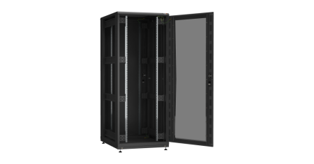 Напольный шкаф PRACTICAL, 19", 42U, стеклянная дверь, Ш800хВ2010хГ1000мм, в разобранном виде, черный-1