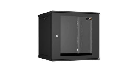 Настенный разборный шкаф Lite 19",12U,стекл.дверь,600х569х600мм,2 пары монтажных направл,RAL 9004-0