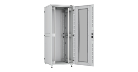 Напольный шкаф Lite 19",42U,стекл.дверь,мет.двухур.стенки,мет.задняя дверь,600х2042х1000,RAL7035-3