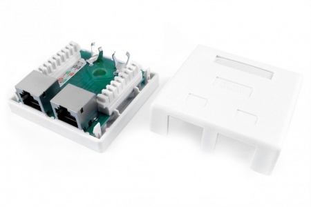 Розетка компьютерная RJ-45(8P8C), категория 6, экранированная, двойная, внешняя, Dual IDC-0