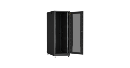 Напольный шкаф PRACTICAL, 19", 33U, стеклянная дверь, Ш600хВ1610хГ1000мм, в разобранном виде, черный-1