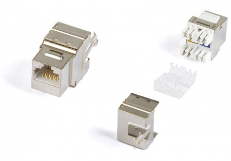 Вставка Keystone Jack RJ-45(8P8C), категория 6, экранированная, тип 180 градусов, белая-1