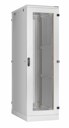 Напольный шкаф Classic 19",24U,перфор.двери,бок.цельнометалл.стенки,600х1280х1000,RAL7035-0