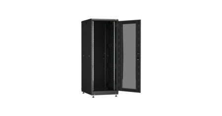 Напольный шкаф PRACTICAL, 19", 33U, стеклянная дверь, Ш600хВ1610хГ800мм, в разобранном виде, черный-1