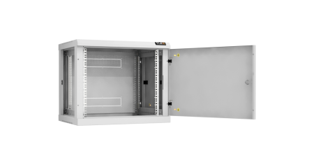 Настенный разборный шкаф Classic 19",6U,металл.дверь,600х370х450мм,2 пары монтажных направл,RAL 7035-2