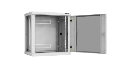 Настенный разборный шкаф Classic 19",12U,стекл.дверь,600х636х450мм,2 пары монтажных направл,RAL 7035-1