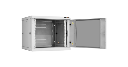 Настенный разборный шкаф Classic 19",9U,стекл.дверь,600х503х600мм,2 пары монтажных направл,RAL 7035-2