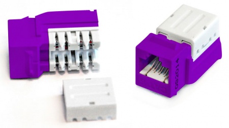 Вставка Keystone Jack RJ-45(8P8C), категория 6, 110 IDC, заделка с помощью E-TOOL, фиолетовая-0