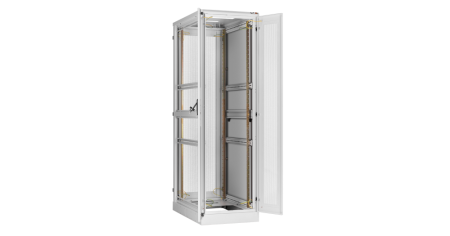 Напольный шкаф Classic 19",47U,перфор.двухстворч.двери,двухуровн.металл.стенки,600х2280х1000,RAL7035-1