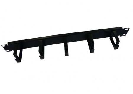 Кабельный органайзер 19", 1U, металлический, 5 металл. колец, черный "SB"-1