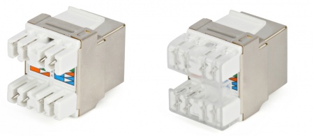 Вставка Keystone Jack RJ-45(8P8C), категория 6, экранированная, тип 180 градусов, белая-0