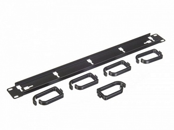 Кабельный органайзер 19, 1U, металлический, 5 пласт. колец, черный j