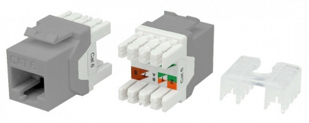 Вставка Keystone Jack RJ-45(8P8C), категория 6, тип 180 градусов, серая-0