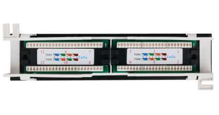 Коммутационная панель NETLAN настенная, 12 портов, Кат.5e, неэкранированная, черная-1