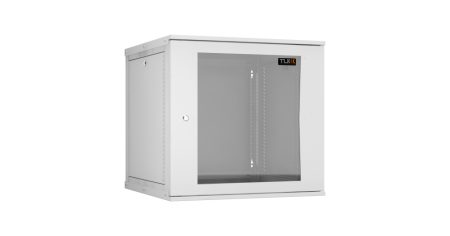 Настенный разборный шкаф Lite 19",12U,стекл.дверь,600х569х600мм,2 пары монтажных направл,RAL 7035-0