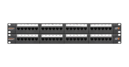 Коммутационная панель NIKOMAX 19", 2U, 48 портов, Кат.6, неэкранированная, с органайзерами, черная-0