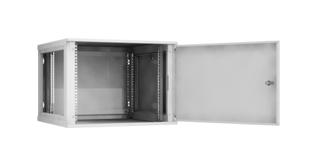 Настенный разборный шкаф Lite 19",9U,металл.дверь,600х436х600мм,2 пары монтажных направл,RAL 7035-1