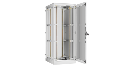 Напольный шкаф Classic 19",42U,стекл.дверь,бок.цельнометалл.стенки и зад.дверь,600х2060х800,RAL7035-1