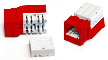 Вставка Keystone Jack RJ-45(8P8C), категория 6, 110 IDC, заделка с помощью E-TOOL, красная-0
